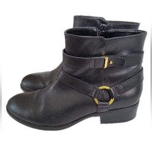 RALPH LAUREN BLACK LEATHER ANKLE BOOTS Sz. 8.5 womens